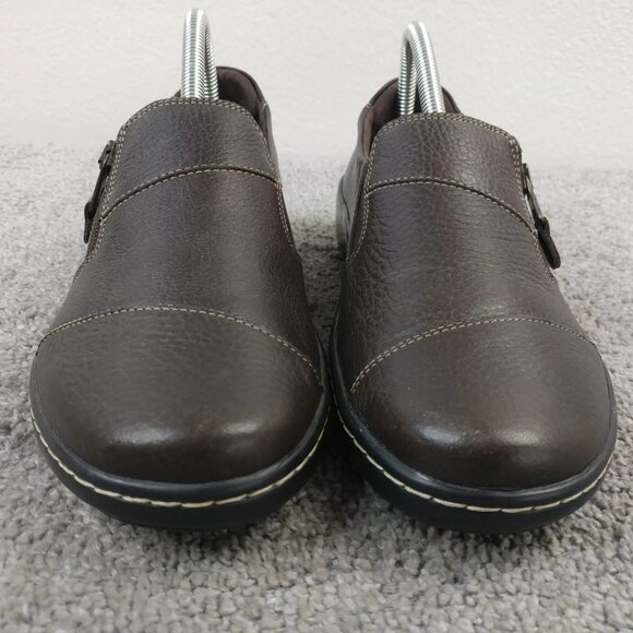 Clarks Cora Harbor Loafer Shoes Womens Size 9 Comfort Shoes Zip Brown Leather - Picture 6 of 11